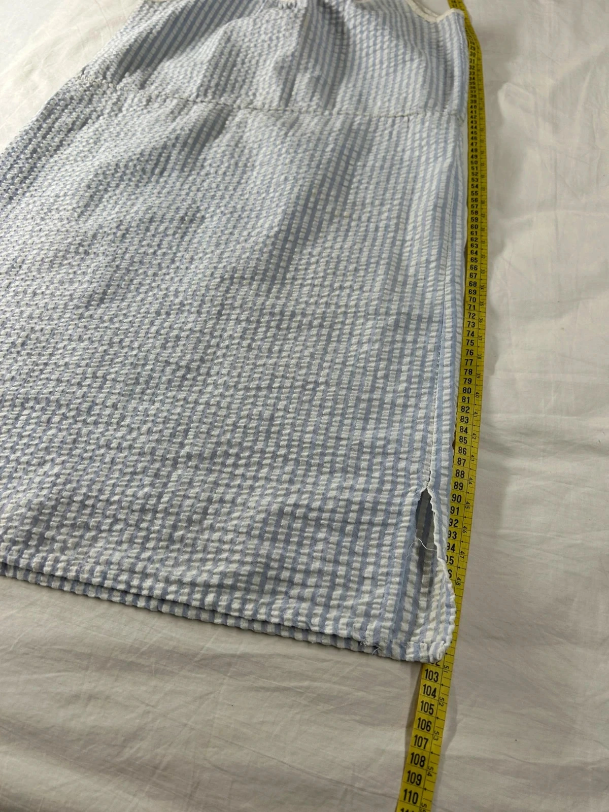 Casual zomerjurk met lichtblauwe en witte strepen vintage maat L – photo 4